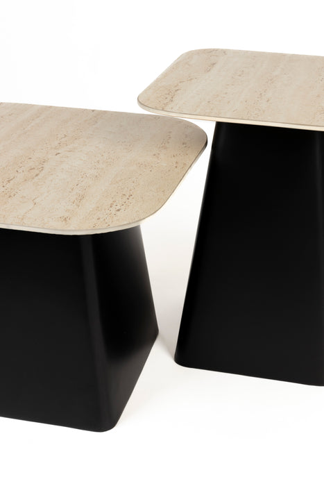 Bijzettafel Baru (set Of 2) Ceramics Zwart 42x42 cm-Bijzettafels-Creating Home