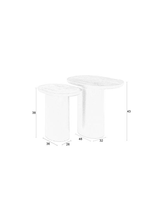 Bijzettafel Bela (set Of 2) Mango hout Zwart 48x32 cm-Bijzettafels-Creating Home