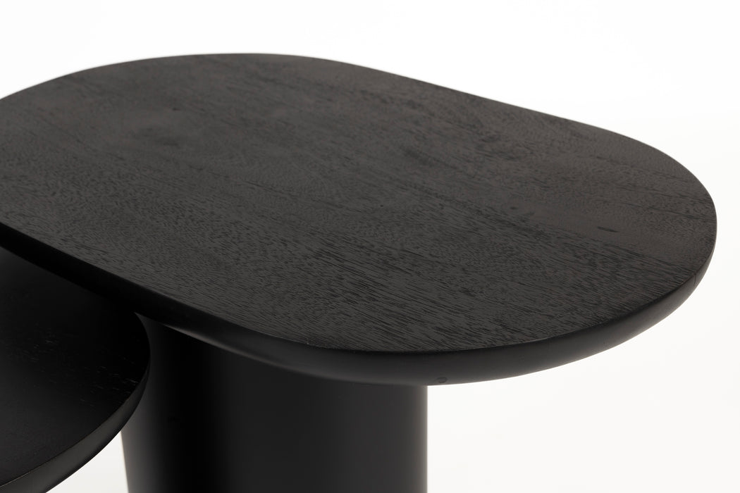Bijzettafel Bela (set Of 2) Mango hout Zwart 48x32 cm-Bijzettafels-Creating Home