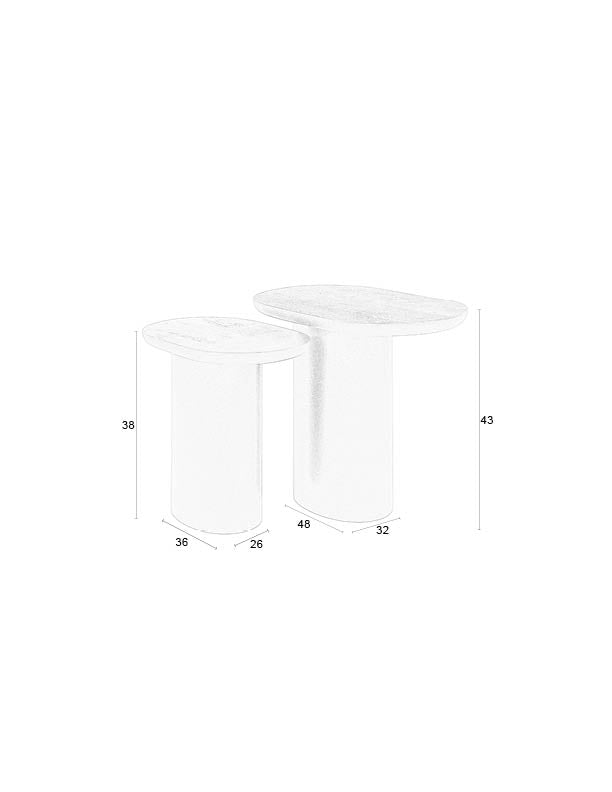 Bijzettafel Bela (set Of 2) Mango hout Zwart 48x32 cm-Bijzettafels-Creating Home