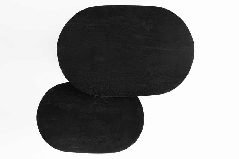 Bijzettafel Bela (set Of 2) Mango hout Zwart 48x32 cm-Bijzettafels-Creating Home