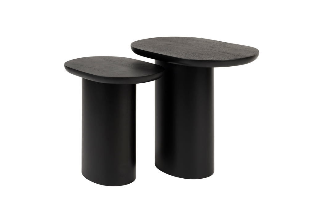 Bijzettafel Bela (set Of 2) Mango hout Zwart 48x32 cm-Bijzettafels-Creating Home