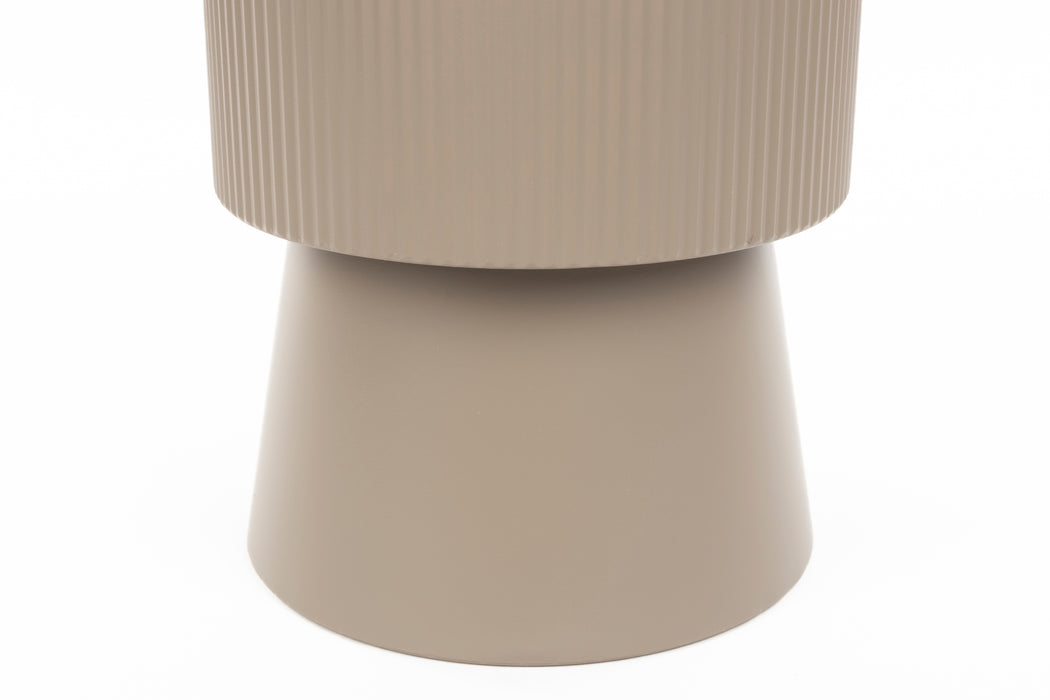 Bijzettafel Brian Side Table Metaal, Glas Beige Ø33, sfeerbeeld 3