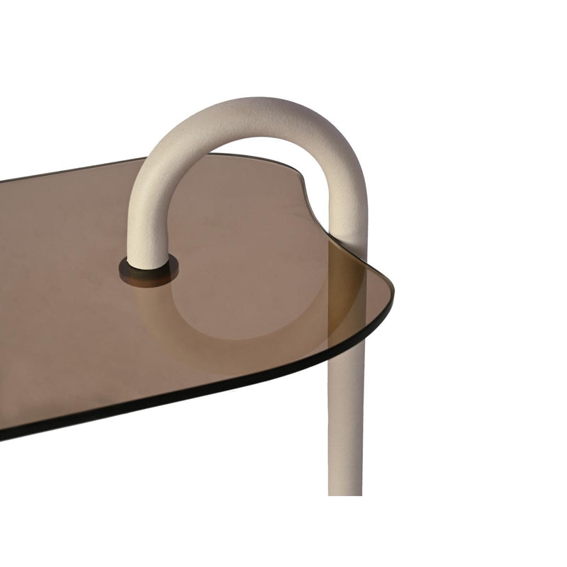 Bijzettafel Brix 3-zitsbank Glas Beige 30x48 cm-Bijzettafels-Livingfurn