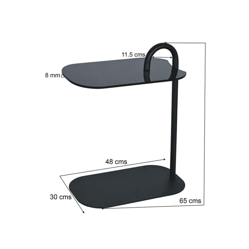 Bijzettafel Brix 3-zitsbank Glas Zwart 30x48 cm-Bijzettafels-Livingfurn