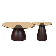 Bijzettafel Brix Bijzettafel Glas Bruin 43 cm 43x50x40 cm-Bijzettafels-Livingfurn