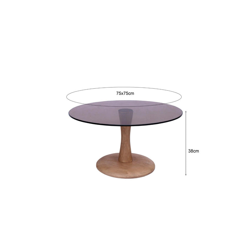 Bijzettafel Brix Bijzettafel Glas Bruin 75 cm 75x75x30 cm-Bijzettafels-Livingfurn