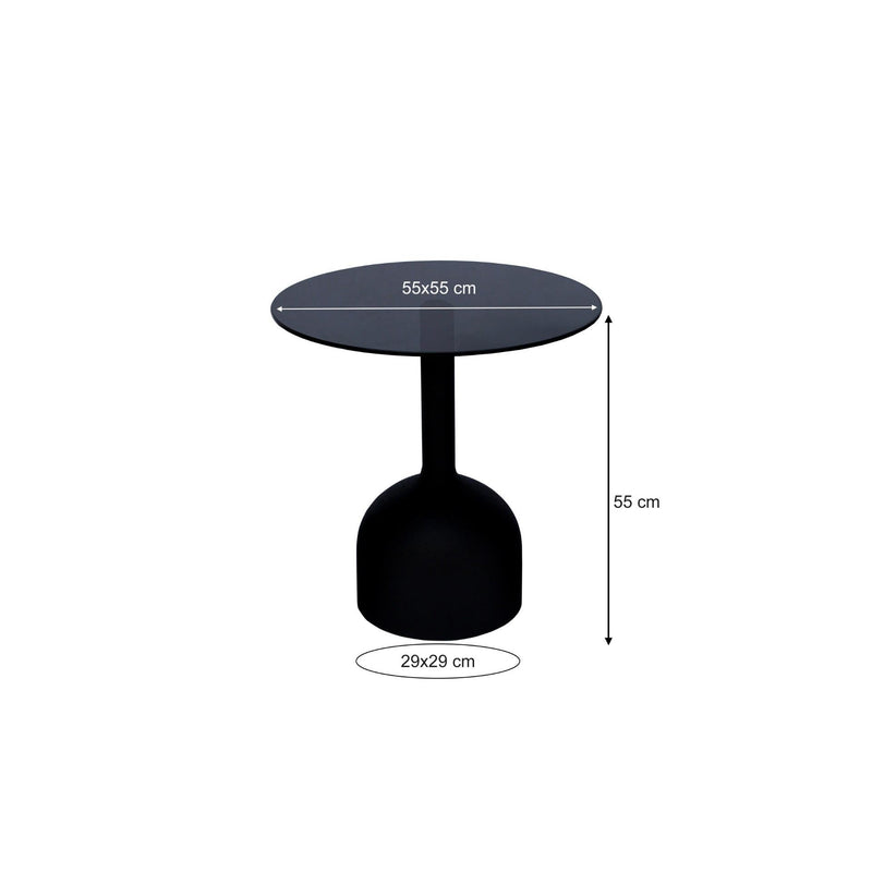 Bijzettafel Brix Bijzettafel Glas Zwart 55 cm 55x55x55 cm-Bijzettafels-Livingfurn