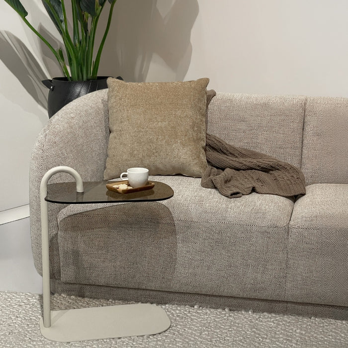 Bijzettafel Brix Glas Beige 30x48 cm-Bijzettafels-Livingfurn