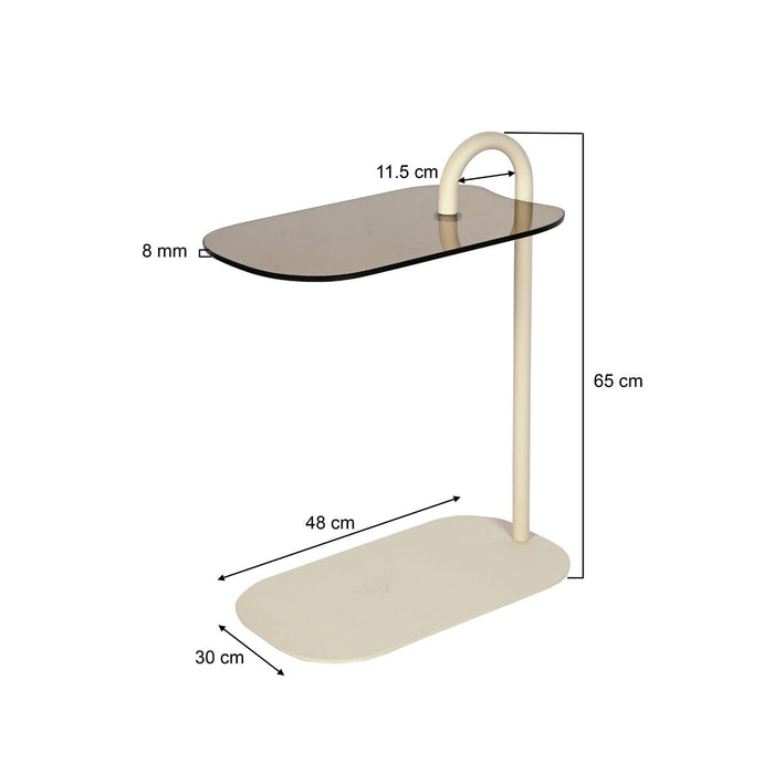 Bijzettafel Brix Glas Beige 30x48 cm-Bijzettafels-Livingfurn
