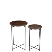 Bijzettafel Bruin Ijzer Rond 39 cm 39x39x56 cm-Bijzettafels-J-Line
