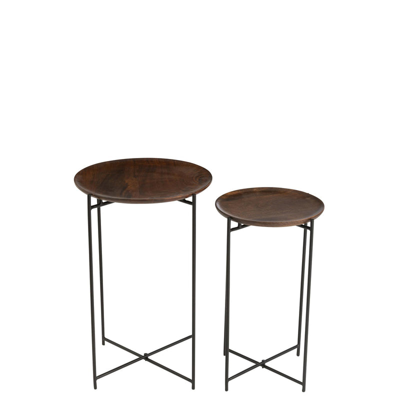 Bijzettafel Bruin Ijzer Rond 39 cm 39x39x56 cm-Bijzettafels-J-Line