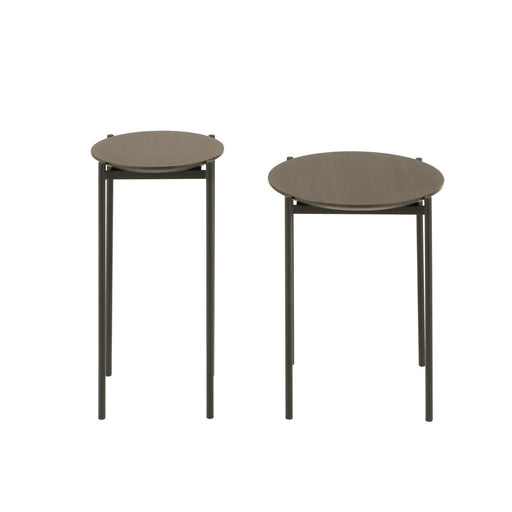 Bijzettafel Bruin Ijzer Rond 43 cm-Bijzettafels-J-Line