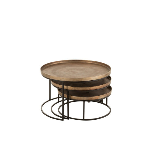 Bijzettafel Bruin Ijzer Rond 76 cm 76x76x48 cm-Bijzettafels-J-Line