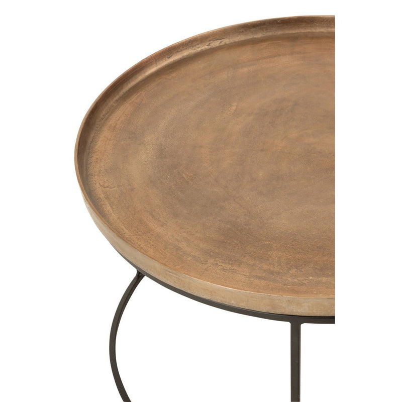 Bijzettafel Bruin Ijzer Rond 76 cm 76x76x48 cm-Bijzettafels-J-Line