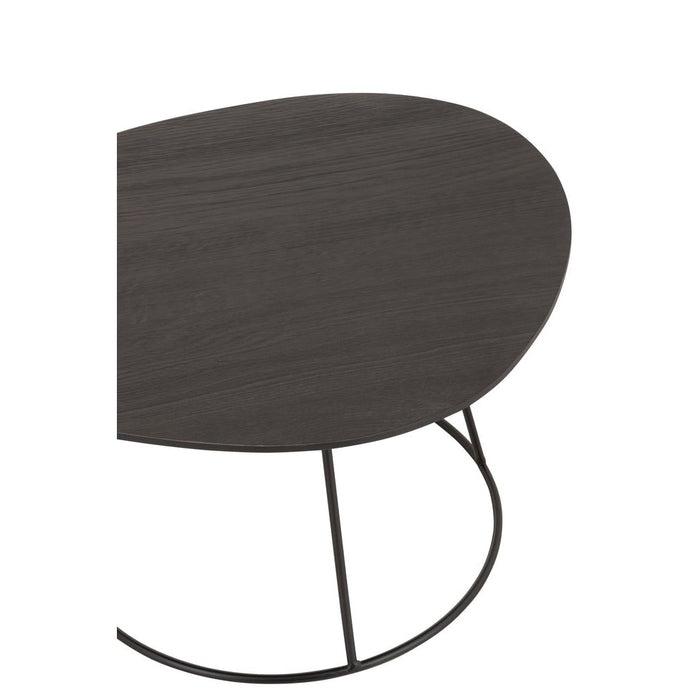 Bijzettafel Bruin Mdf Ovaal 45x60 cm-Bijzettafels-J-Line