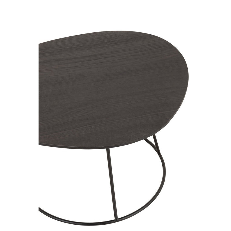 Bijzettafel Bruin Mdf Ovaal 45x60 cm-Bijzettafels-J-Line