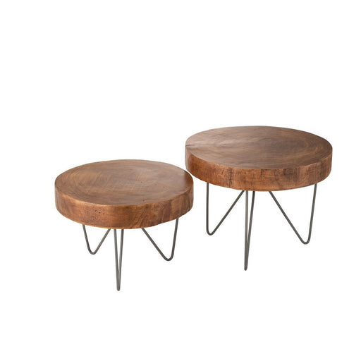 Bijzettafel Bruin Paulownia hout 49 cm 49x49x37.5 cm-Bijzettafels-J-Line