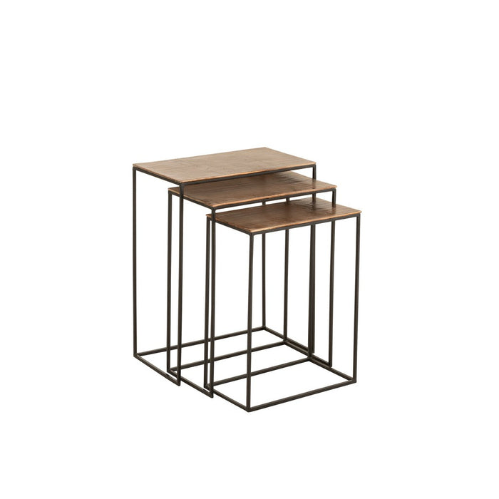 Bijzettafel Bruin ijzer Rechthoekig 29x53 cm-Bijzettafels-J-Line