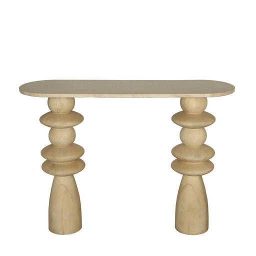 Bijzettafel Callain Mangohout Beige 33x106 cm-Bijzettafels-PTMD
