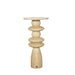 Ronde beige bijzettafel Callain van PTMD, gemaakt van mangohout met een uniek gestapeld design.