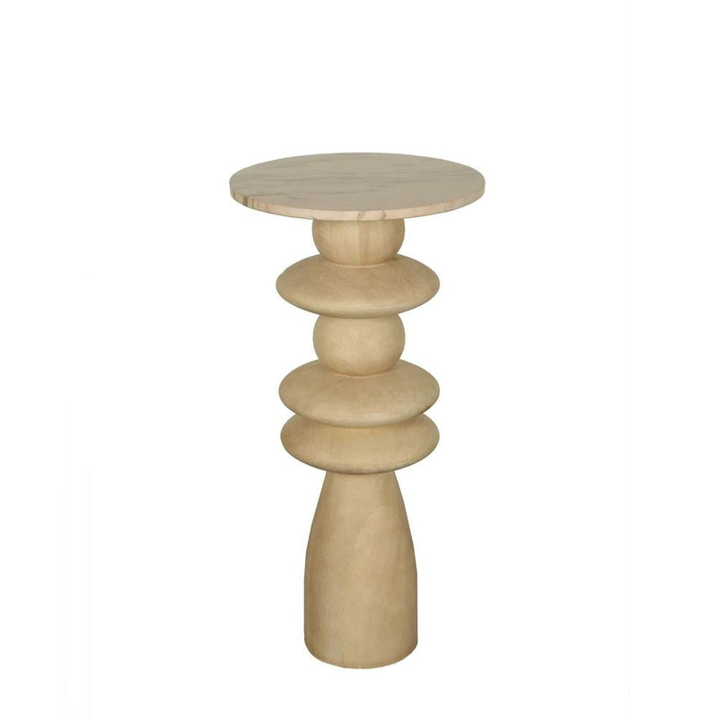 Bijzettafel Callain Mangohout Beige 40 cm-Bijzettafels-PTMD