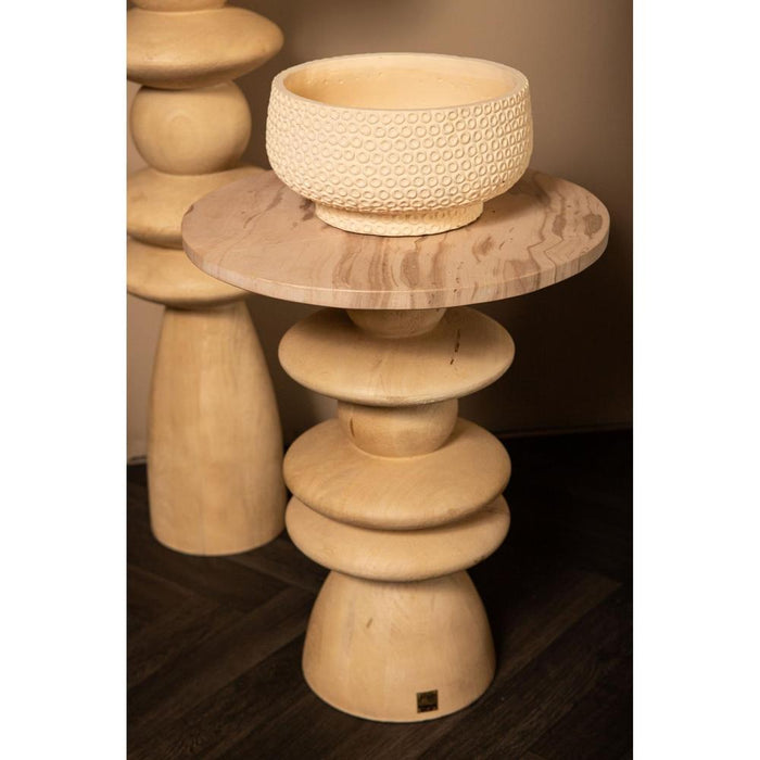 Bijzettafel Callain Mangohout Beige 45 cm-Bijzettafels-PTMD