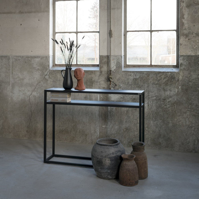 Bijzettafel Consoletafel DANIËL 120 Staal Zwart 120x30x90cm-Bijzettafels-Spinder