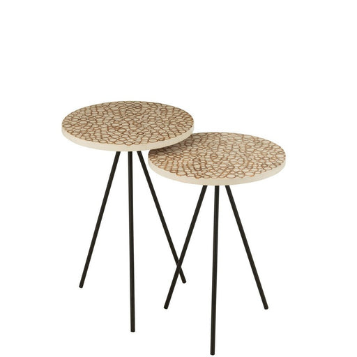 Bijzettafel Crème Kunsthars S 38 cm 38x38x45 cm-Bijzettafels-J-Line