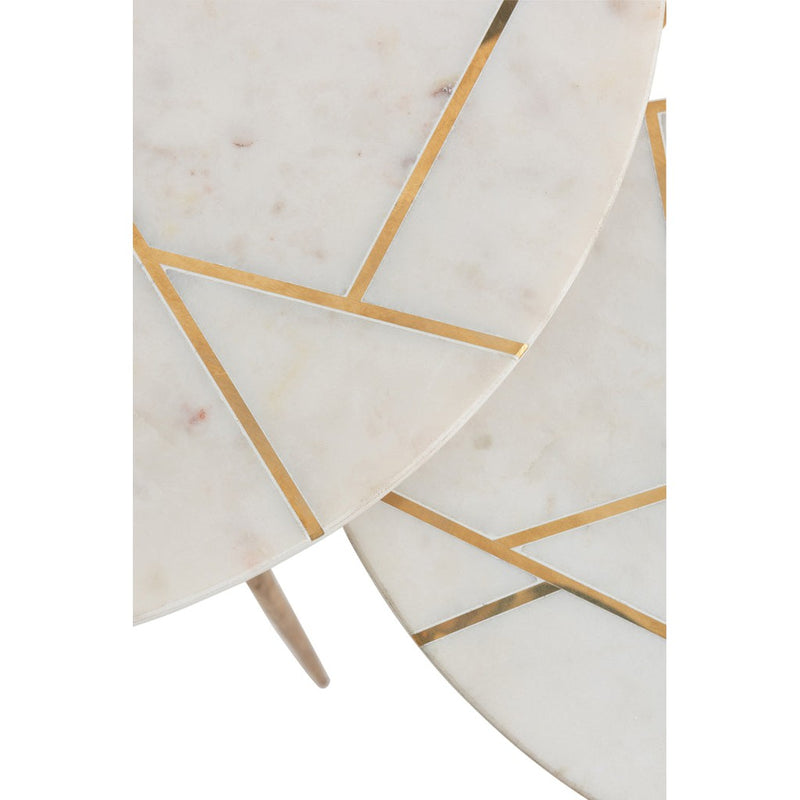 Bijzettafel Crème Marmer 41 cm 41x41x46 cm-Bijzettafels-J-Line
