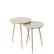 Bijzettafel Crème Marmer 41 cm 41x41x46 cm-Bijzettafels-J-Line