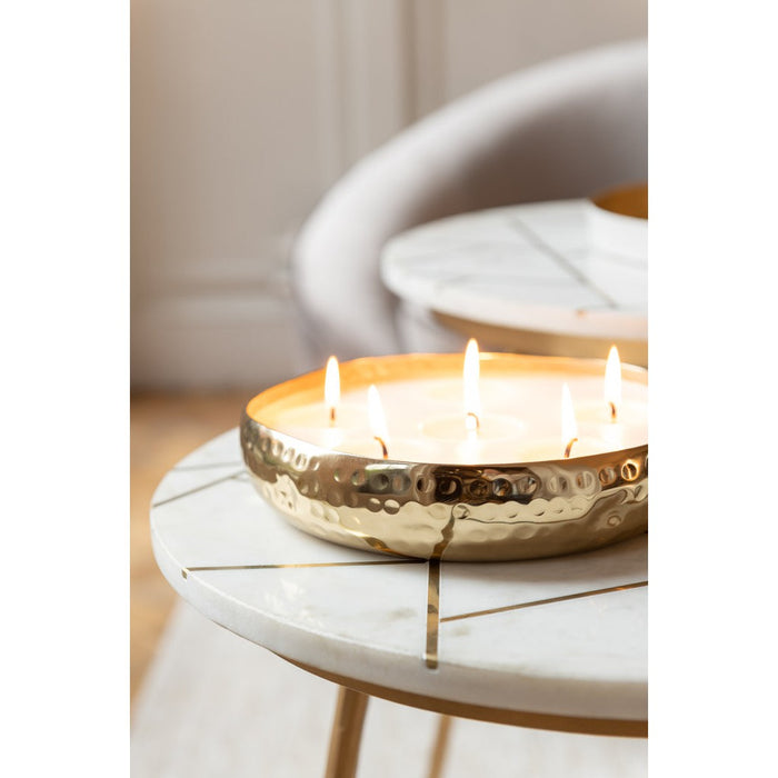 Bijzettafel Crème Marmer 41 cm-Bijzettafels-J-Line