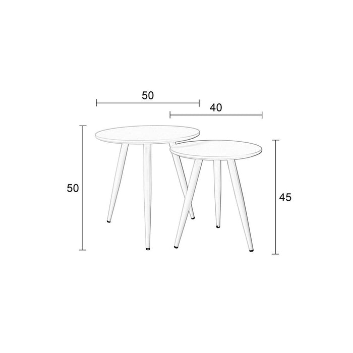 Bijzettafel Daven White Set Of 2-Bijzettafels-Creating Home