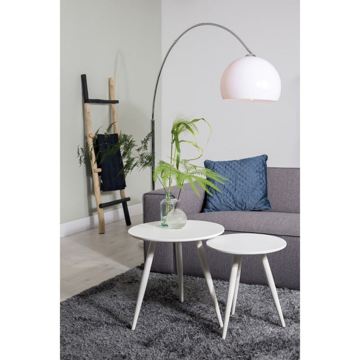 Bijzettafel Daven White Set van 2 Hout Wit Ø50x50 cm-Bijzettafels-Creating Home