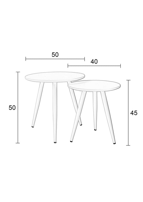 Bijzettafel Daven Zwart Set van 2 Metaal Zwart Ø50x50 cm-Bijzettafels-Creating Home