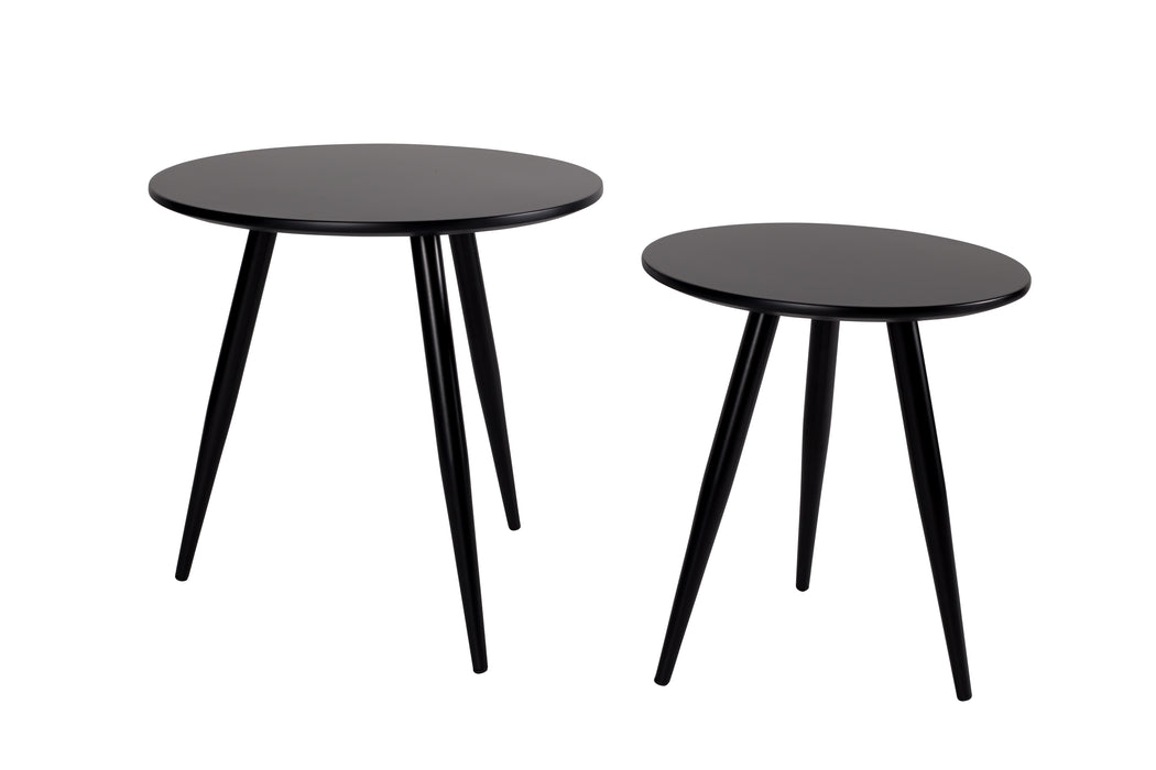 Bijzettafel Daven Zwart Set van 2 Metaal Zwart Ø50x50 cm-Bijzettafels-Creating Home