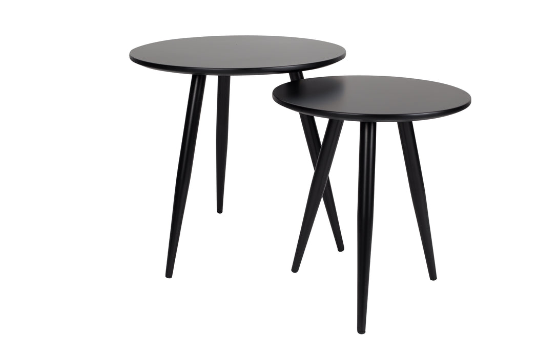 Bijzettafel Daven Zwart Set van 2 Metaal Zwart Ø50x50 cm-Bijzettafels-Creating Home