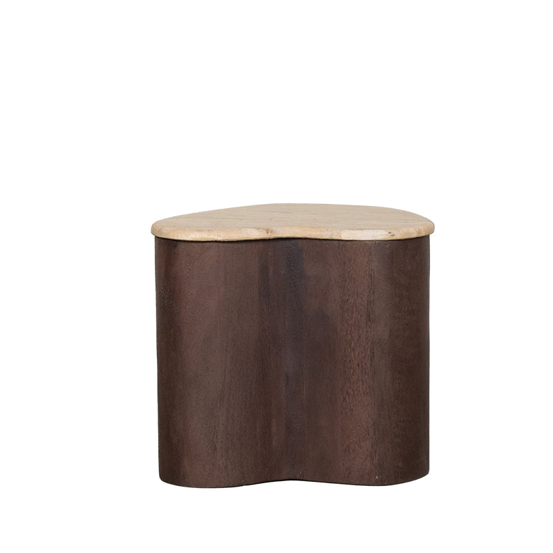 Bijzettafel Davi Espresso Travertin 40 cm 40x30x45 cm-Bijzettafels-LABEL51