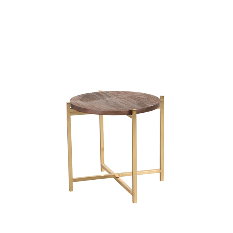 Bijzettafel Dox Espresso Mangohout 40 cm Goud 40x40x40 cm-Bijzettafels-LABEL51
