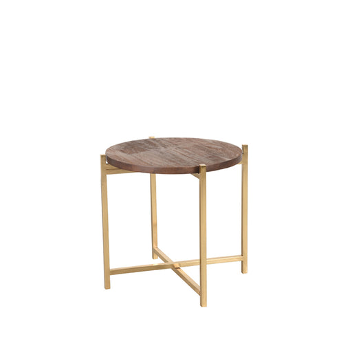 Bijzettafel Dox Espresso Mangohout 40 cm Goud 40x40x40 cm-Bijzettafels-LABEL51
