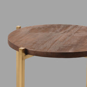 Bijzettafel Dox Espresso Mangohout 40 cm Goud 40x40x40 cm-Bijzettafels-LABEL51