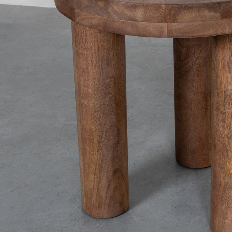 Bijzettafel Elly Nature Smooth Mangohout 42 cm 42x42x46 cm-Bijzettafels-LABEL51
