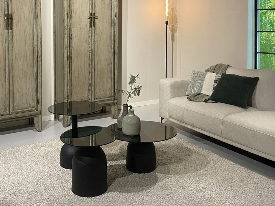 Bijzettafel Glas Zwart 70 cm-Bijzettafels-Brix