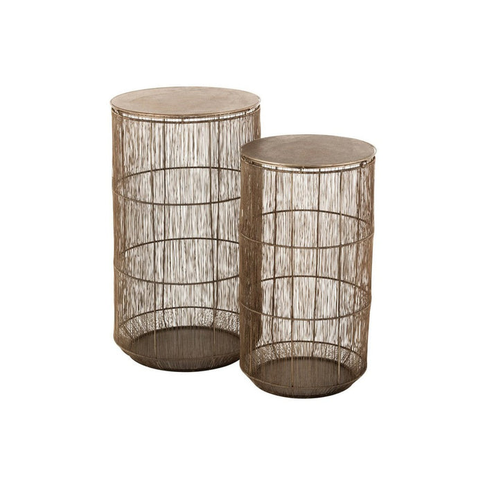 Bijzettafel Goud Aluminium Antiek 41 cm 41x41x72 cm-Opbergdozen en manden-J-Line