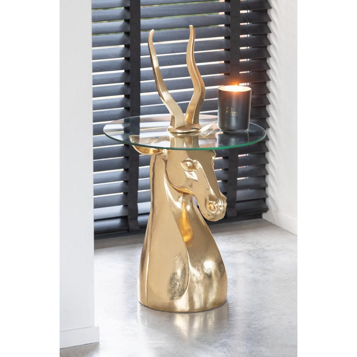 Bijzettafel Goud Glas 48 cm 48.5x48.5x83 cm-Bijzettafels-J-Line