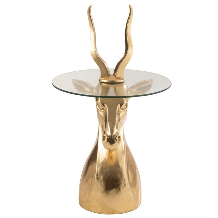 Bijzettafel Goud Glas 48 cm 48.5x48.5x83 cm-Bijzettafels-J-Line