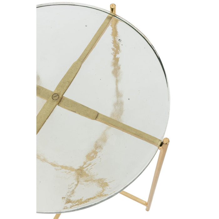 Bijzettafel Goud Glas 52 cm 52x52x52 cm-Bijzettafels-J-Line