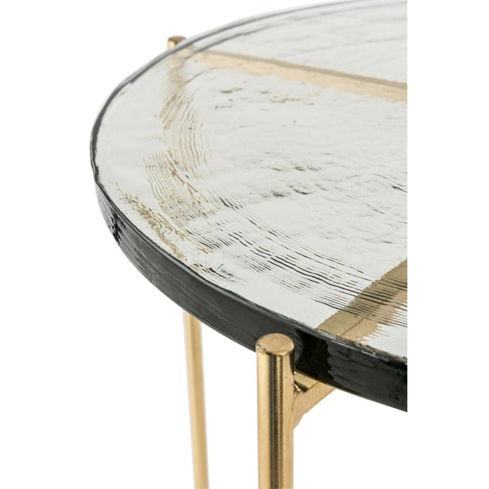 Bijzettafel Goud Glas 52 cm 52x52x52 cm-Bijzettafels-J-Line