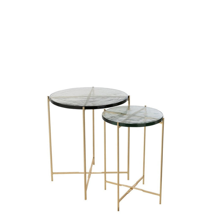Bijzettafel Goud Glas 52 cm 52x52x52 cm-Bijzettafels-J-Line