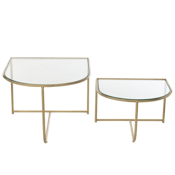 Bijzettafel Goud Glas 62x76 cm-Bijzettafels-J-Line